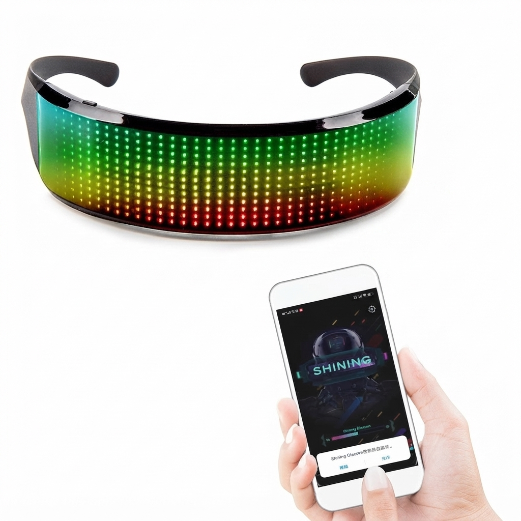عینک ال ای دی LED فول کالر شارژی بلوتوثی